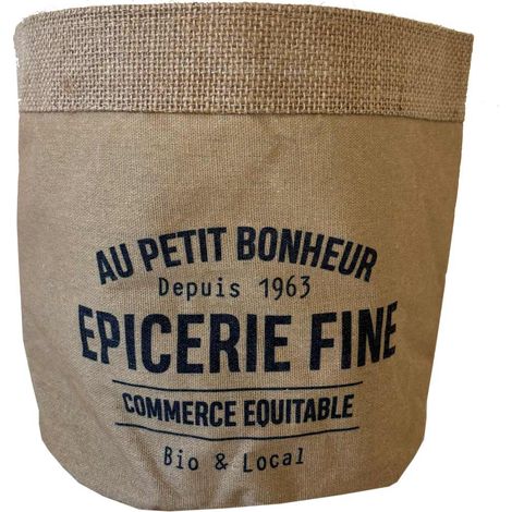 Cache-pot en jute modèle épicerie fine 14 cm (1/2)
