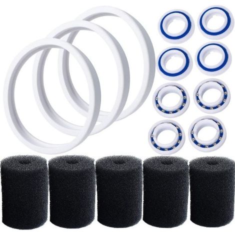 C10 Pneumatiques adaptables de rechange Compatible avec Polaris 180 280 360 380 Robot nettoyeur piscine avec C60 roulements à billes de roue et 9-100-3105 Épurateur de tuyau de balayage (1/3)