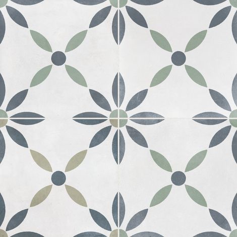Carrelage effet Carreau ciment Soliris Bleu 22,3x22,3x0,9 cm Novera - Sol et mur intérieur (vendu par carton de 0,65 m²) - RO'MA CARRELAGE