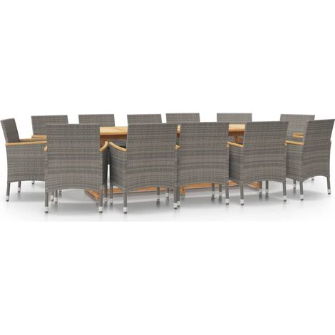 Maison Exclusive - 13-tlg. Garten-Essgruppe mit Kissen Grau (1/5)