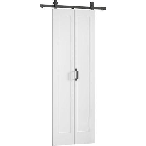 HOMCOM Porta a Libro Pieghevole con Superficie Verniciabile 70x210 cm Bianco (1/5)