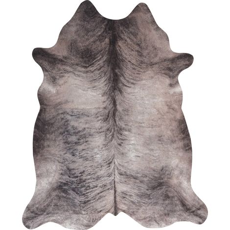 Tapis fausse fourrure gris motif animal doux et chic - Gris anthracite nuancé taupe (1/3)