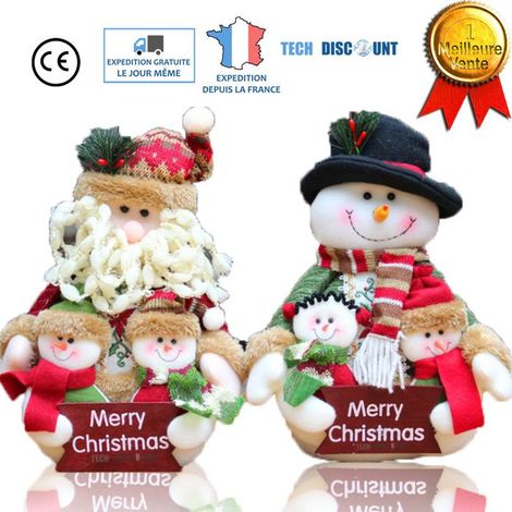 Décoration de noël bonhomme de neige mignon - Aueq - famille portrait rouge joyeux noel célébration rennes père noel cadeaux famil (1/4)