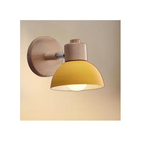 Modern Wall Light E27 Edison Industrial Wall Lamp Metal Wooden Loft Lighting Fixture for Bar Hallway Dining Room Living Room Bedroom Yellow (1/5)