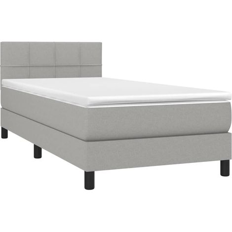 Box Spring Bed with Mattress&LED Light Grey 80x200cm Fabric vidaXL