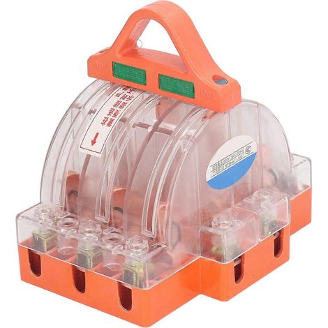 Interrupteur à couteau électrique, tripolaire, inverseur 2 positions, contact en laiton, couvercle transparent, 220 V/380 V, pour circuits électriques (1/4)