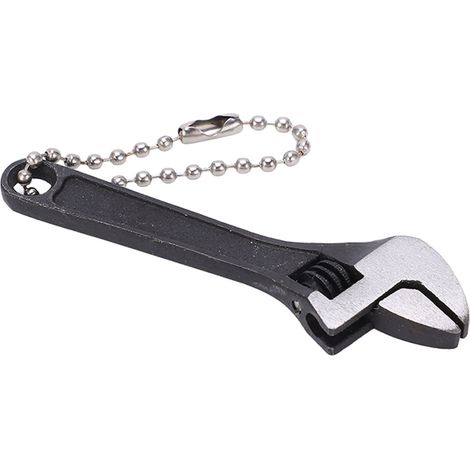 Porte-clés clé à molette en acier galvanisé réglable miniature professionnel haute dureté pour usage industriel et domestique 6,35 cm noir (1/5)