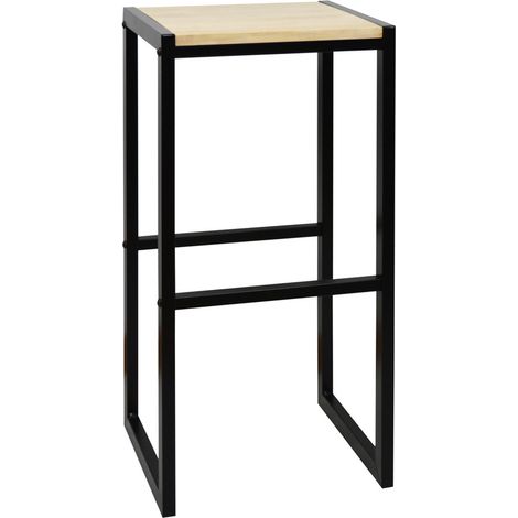 Pack de 2 taburetes altos iCub 36x32x75cm Negro en madera maciza de pino acabado natural estilo nórdico industrial Box Furniture (1/4)