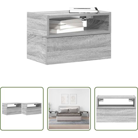 Wandkommode - Wand-Nachttische 2 Stk. Grau Sonoma 45x26x28,5 cm (1/5)