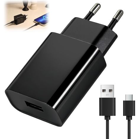 Chargeur 5V 2A, Chargeur USB Secteur Adaptateur Prise USB C avec Câble de Charge Rapide de 2M 2A Compatible avec 15/ Lecteur eBook/écouteurs/Jouet/Lampe Table/Teléfonos/Tablettes (1/5)