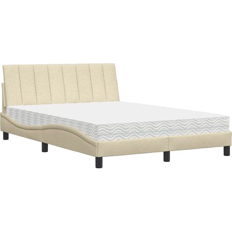 Cama con colchón Hanko tela color crema 140x200 cm vidaXL (1/5)
