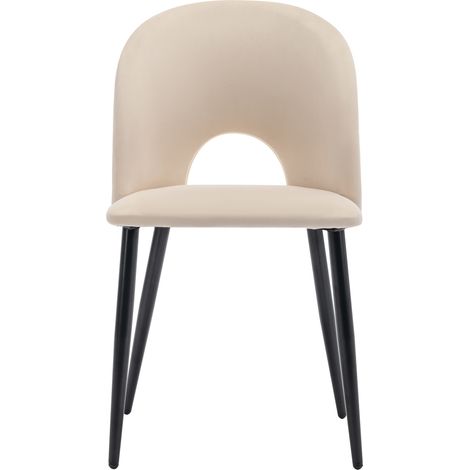 Lot de 6 chaises de salle à manger en velours beige, dossier à motif losange, pieds réglables, design confortable et élégant pour cuisine, salon CHICFURN (1/5)