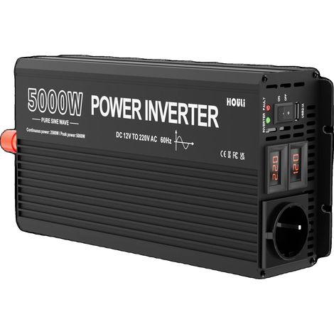 Onduleur de puissance, puissance nominale de 3000W, certifié CE et FCC, 5000W-12V-220V-50HZ (1/2)
