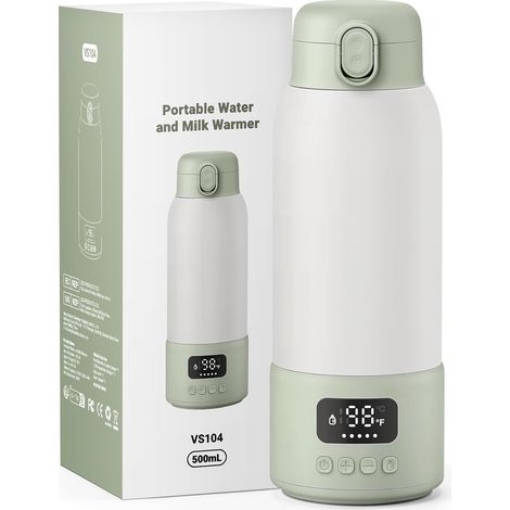Portable Travel Bottle Warmer - Breast Milk and Water Bottle Warmer, Fast Heating Milk Warmer, 17-Ox Large Capacity