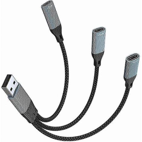 Adaptateur secteur USB mâle vers 2/3 femelle type CY, convertisseur et répartiteur pour la charge de téléphone, multicolore (1/5)