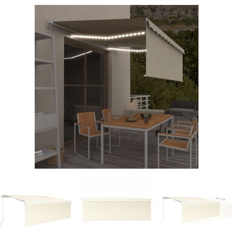Markise mit Rollo - vidaXL Markise Manuell Einziehbar mit Rollo & LED 4x3 m Creme - Außenmarkise (1/5)