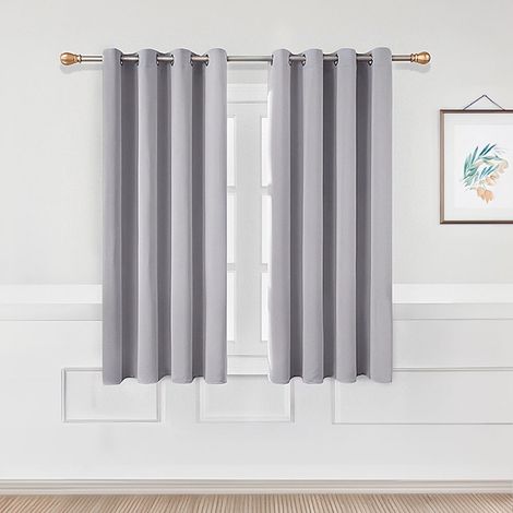 Light Grey Solid Color High Precision Blackout Curtain Fabric Set 137 x 117 cm (1/5)
