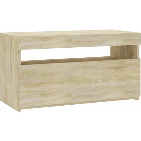 Meuble TV avec lumières LED, Étagère TV, Meuble de Salon, Chêne sonoma 75x35x40 cm OIB2245E (1/5)