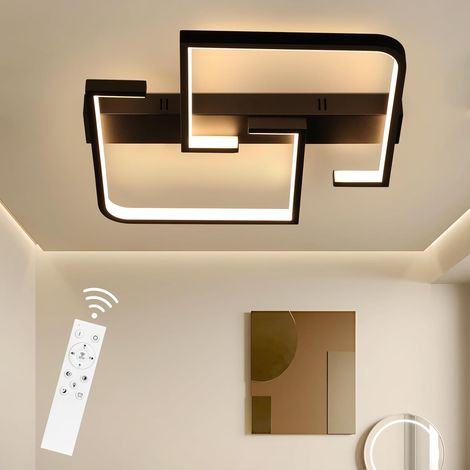 ZMH Plafonnier LED dimmable avec télécommande noir pour salon 45W 60CM, lampe de salon en métal au design moderne, lampe de chambre à coucher (1/5)