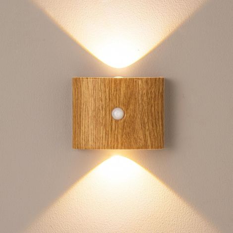 Lampe Magnétique LED Rechargeable Effet Bois, 3 Couleurs, Capteur de Mouvement Sans Fil, Fixation Aimantée, Lot de 2, Éclairage d'Ambiance (1/5)