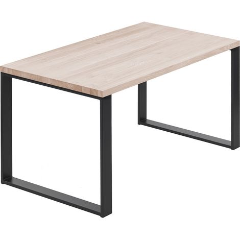 LAMO Manufaktur Esstisch Küchentisch, 120x80x76 cm (AxBxH), Modern, Roh / Schwarz, LEG-01-A-001-9005M