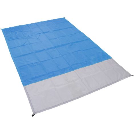 Zweifarbige, faltbare, wasserdichte Picknickdecke für den Außenbereich, rutschfeste Campingmatte aus kariertem Polyester, dunkelblau + grau, praktisch für Strand und Wanderungen (1/5)