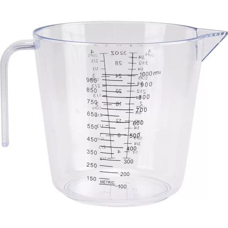 Verre gradué plastique transparent, plusieurs capacités 150/300/600/1000ml, outil de mesure pour pâtisserie (1/4)