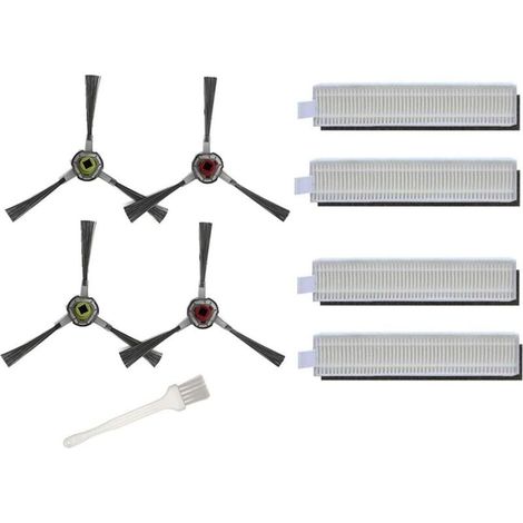 Ersatz für Ecovacs Deebot OZMO Slim 10 Saugroboter – 4 HEPA-Filter + 4 Seitenbürsten + 1 Bürste