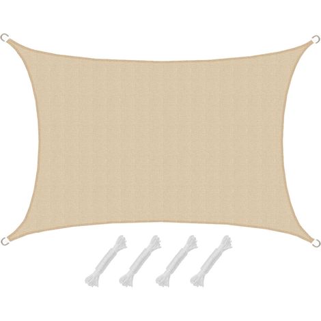 UV Sonnensegel 3x5 HDPE Rechteckig Sonnenschutz Überdachung Garten Balkon Beige (1/5)