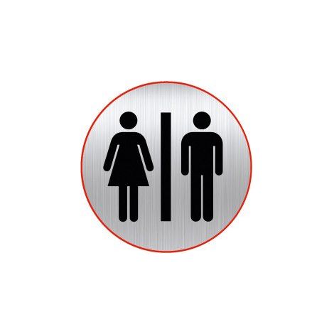 Plaque pictogramme Ø 8 cm « toilette homme/femme » Durable