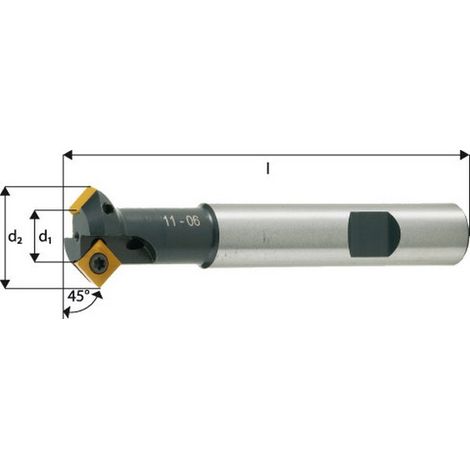 Svasatura 45 °, A Raffreddamento Interno, Diametro D1 Min./Max. D2: 11 Mm Numero Di Denti 2, Diametro 12 Mm Gambo, Le Dimensioni: 80 Mm