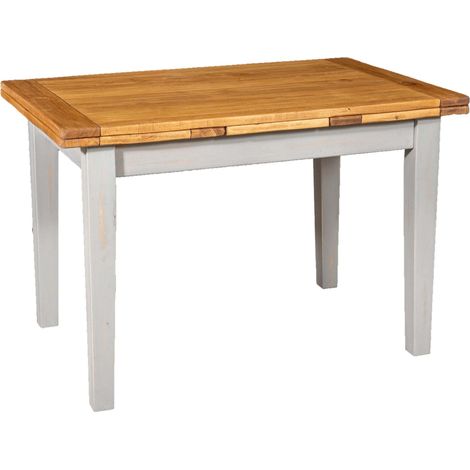 Mesa de campo extensible en madera maciza de tilo con estructura gris envejecida y tablero natural Made in Italy (1/5)