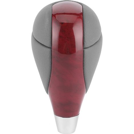 Poignée de levier de vitesse en cuir synthétique ergonomique pour Crown/Alphard/Vellfire - Cuir gris et bois rouge (1/5)