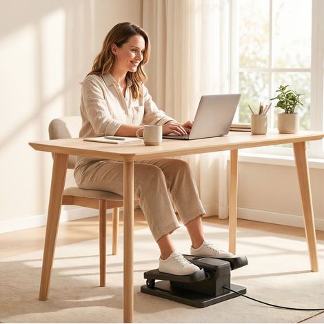 Mini-Ellipsentrainer unter Schreibtisch mit Fernbedienung, LED, 12 Stufen, schwarz OKMYHOME (1/5)