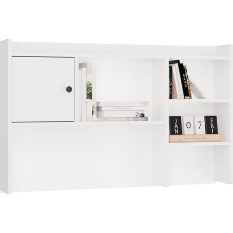 CHESTER - rangement surélevé de bureau 120 cm - 1 porte étagères pour bureaux - 114x70x18 cm - Blanc (1/5)