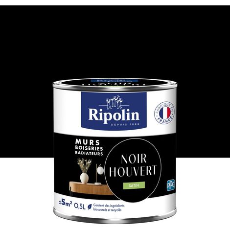 RIPOLIN seidenmatte schwarze Farbe für Wände, Holzverkleidungen und Heizkörper, 0,5 l RIPOLIN