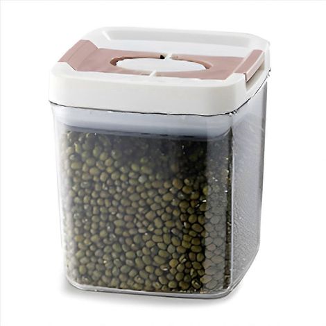 Bocal en plastique hermétique avec couvercle, format carré, pour la conservation des aliments. Couvercle à ouverture facile. (1/5)