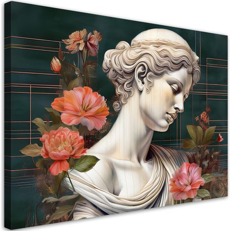 Tableau déco Sculpture Statue de Femme Fleurs 100x70 (1/5)