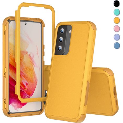 Étui de protection 3-en-1 robuste et durable pour Xhy, compatible avec Samsung Galaxy S22 et S22 5G – Jaune (1/2)