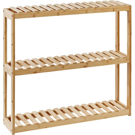 Estantería de pared de estilo minimalista para baño 3 estantes de bambú madera clara Paducah (1/5)