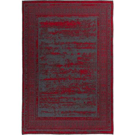 Tapis Tissé à Poils Plats Rétro "Kalevi" Rouge 80 x 150 cm (1/5)