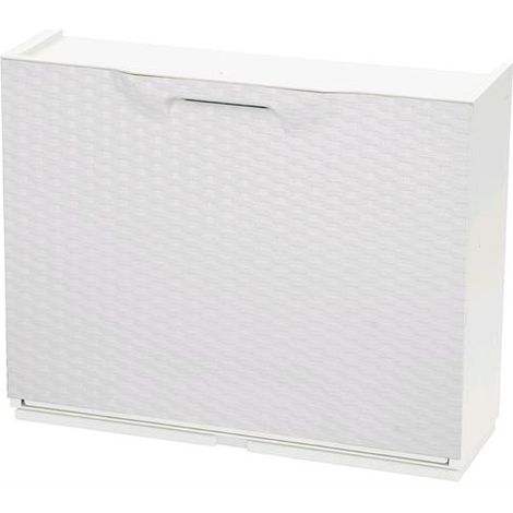 Scarpiera in resina effetto RATTAN modilabile ed impilabile colore BIANCO 1 Pz (1/2)