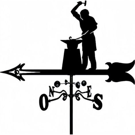 Girouette en métal forgeron, support pour girouette d'extérieur, décoration artisanale, ferme, jardin, belvédère (1/5)
