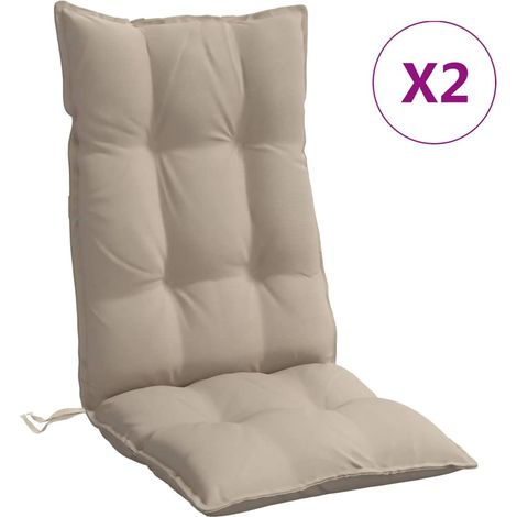 Coussins de chaise à dossier haut lot de 2 taupe tissu oxford (1/5)