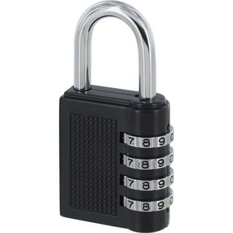 Kompaktes 4-mm-Kombinationsvorhängeschloss – Schwarze Ausführung – Zahlenschloss – Einfache Bedienung – Ersatzschlüssel erhältlich – Keine individuelle Nummerierung erforderlich (1/3)