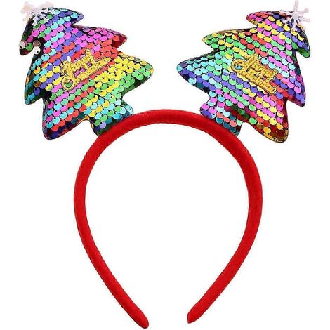 Bandeau de Noël à paillettes, décor bois de renne, serre-tête élastique pour enfants et adultes, paillettes festives-2