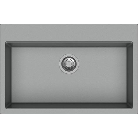 Evier à un bac en quartz chromé 78x51 cm - Waltz (1/2)