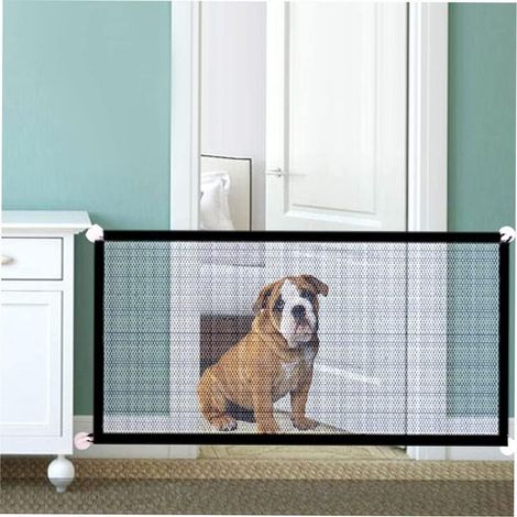 180 x 72 cm,Barrière de sécurité pour chien, clôture en filet sans danger pour animaux de compagnie, barrière de sécurité pliable et portable pour bébé, installation facile partout (1/5)