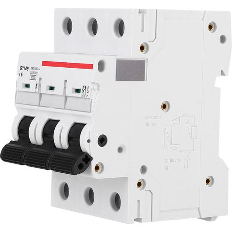 Disjoncteur miniature GYM9-C65, tripolaire, 400 V CA, disjoncteur haute qualité, 6 A