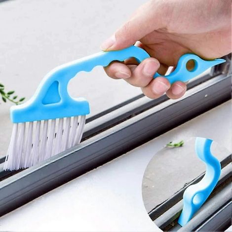 Brosse de nettoyage pour rails de fenêtre, outil de nettoyage pour fenêtres coulissantes Brosse de nettoyage pour rainures de fenêtre bleue (1/5)